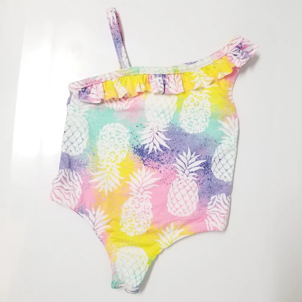 Pink Platinum UPF50 Quick Dry One-Piece Swimsuit Tye Dye Pink Pineapple Print 3T
